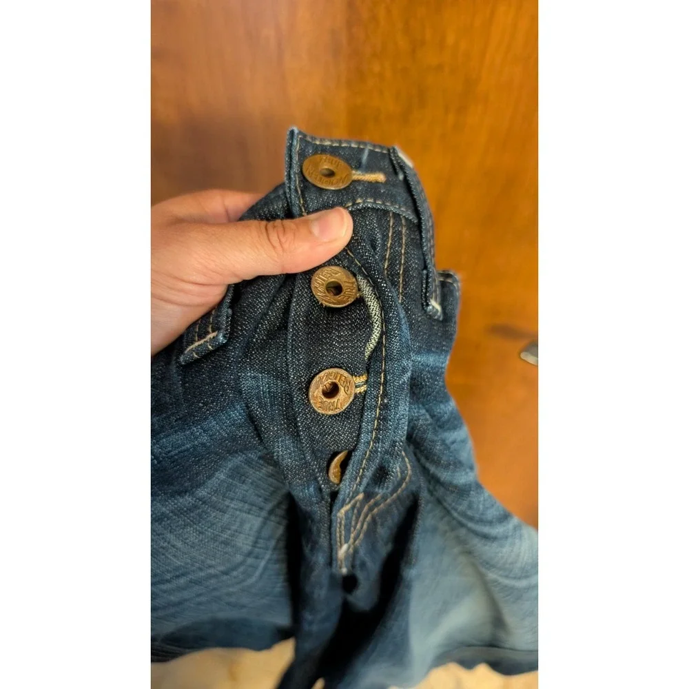 True Religion Carpenter Jeans Mens 36 Dark Wash Blue Slim Straight Made in USA